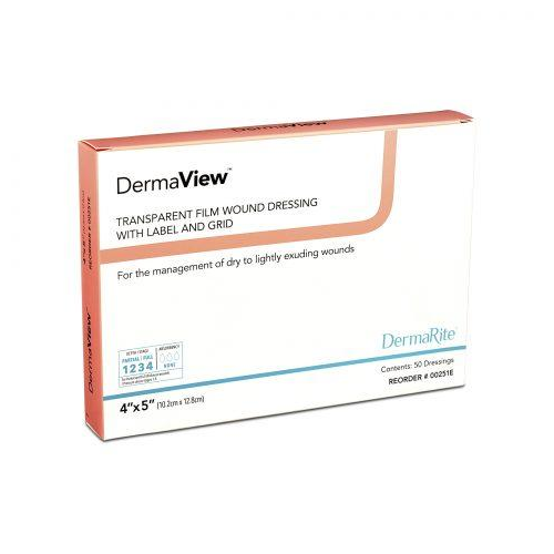 DermaView (OpSite Equivalent) Transparent Film, 4" x 5" 50ea/bx