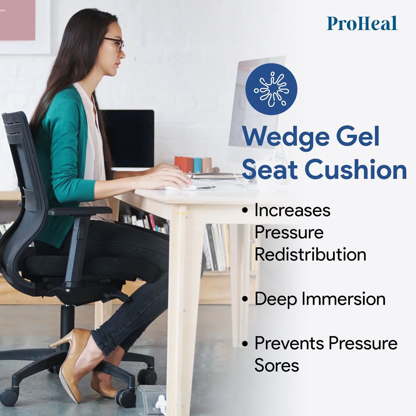 Gel Wedge Wheelchair Seat Cushion For Posture & Pressure Relief