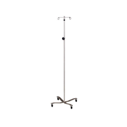 Stainless Steel IV Pole with 2-Hook Top