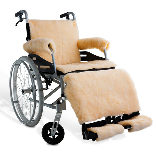 Sheepskin Wheelchair Pads, 7" x 7", Footrest Pads - Elastic