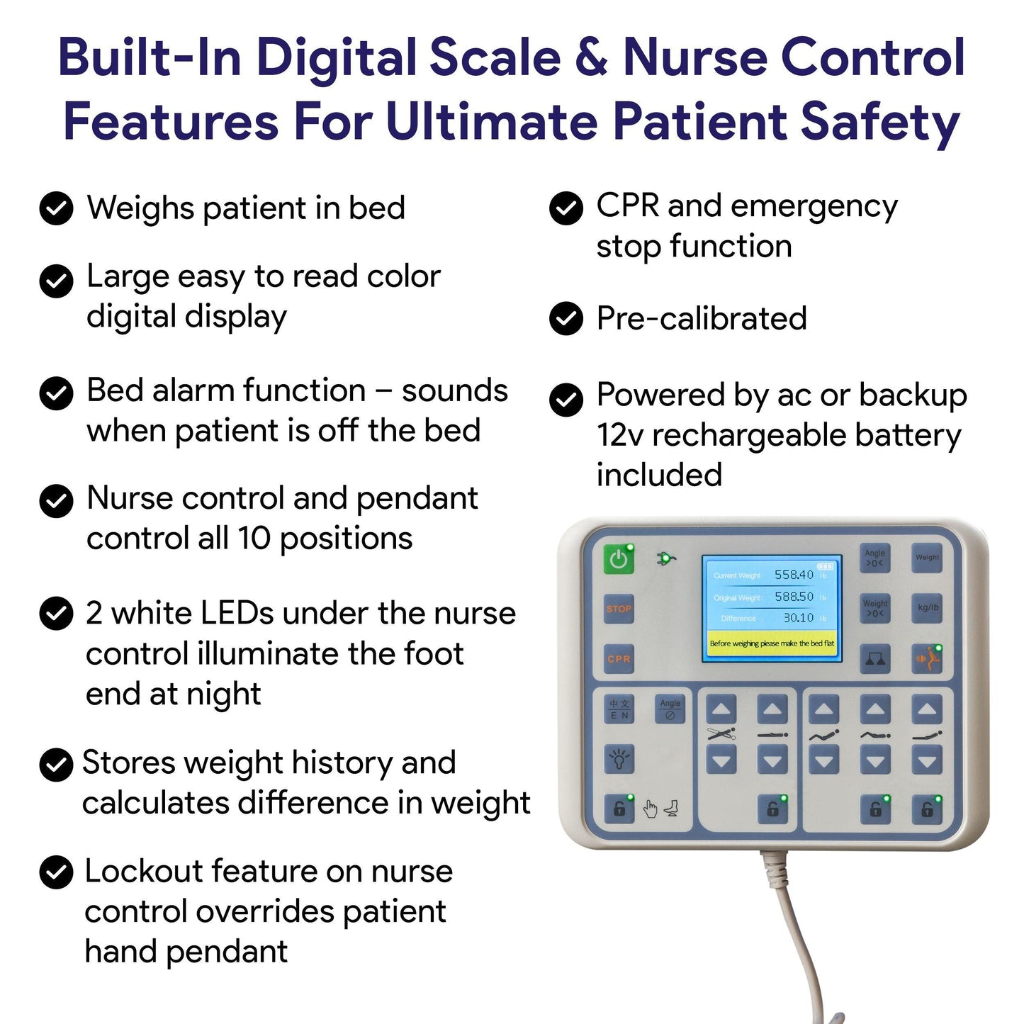 Adjustable Height Bariatric Hospital Bed & Built in Scale - ProHeal-Products