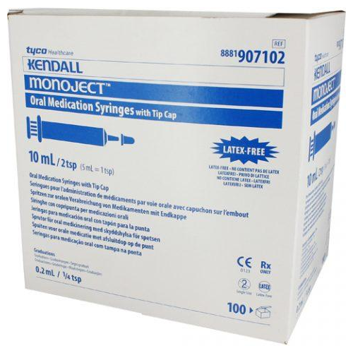 Oral Medication Syringe, Clear 10cc. 100/bx-5bx/cs