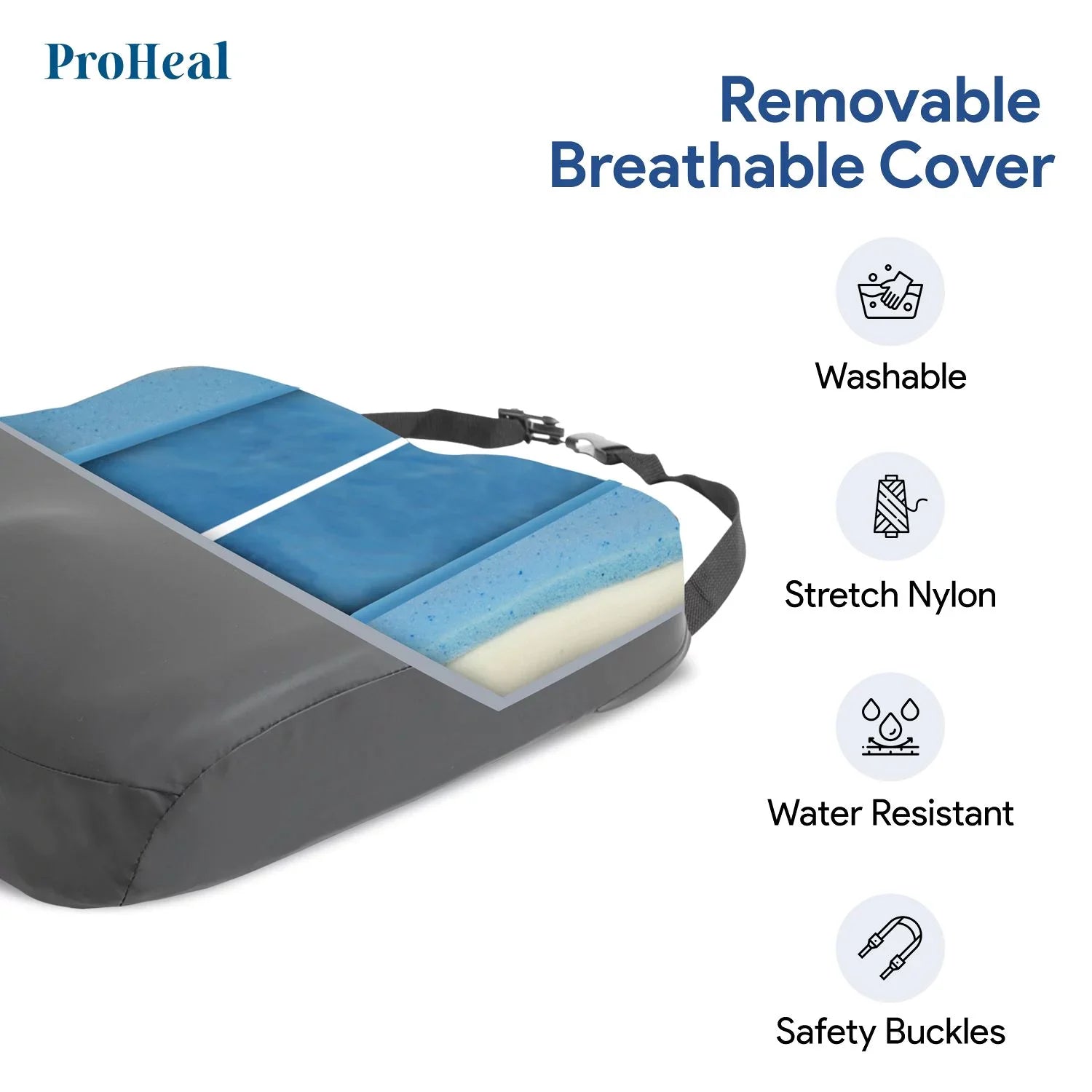 ProHeal Bariatric Wheelchair Seat Cushion w/ Gel Infused Memory