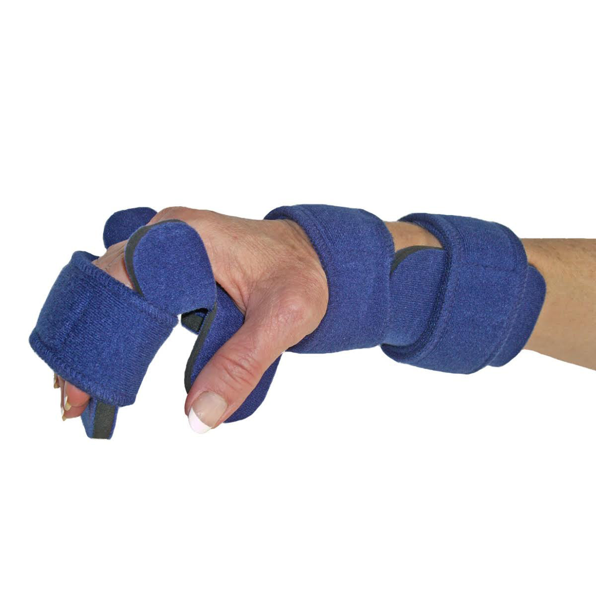 Adult Navy Blue Terry Cloth ComfySplints 4-Strap Hand Thumb