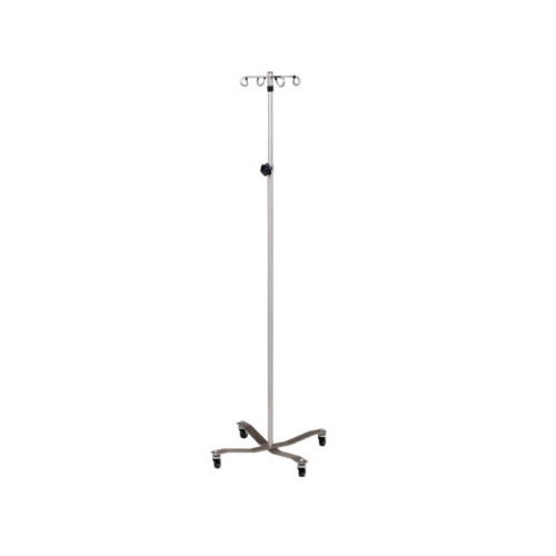Stainless Steel IV Pole with 4-Hook Top