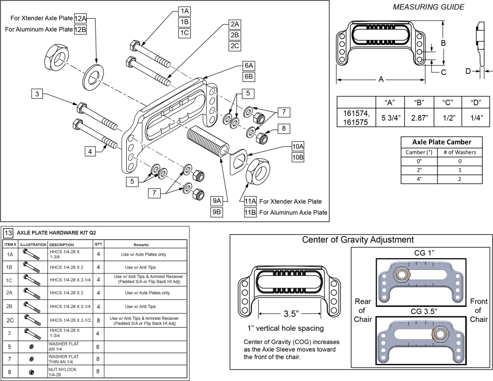 Aluminum Indexed Axle Plate for Quickie 2 Wheelchair